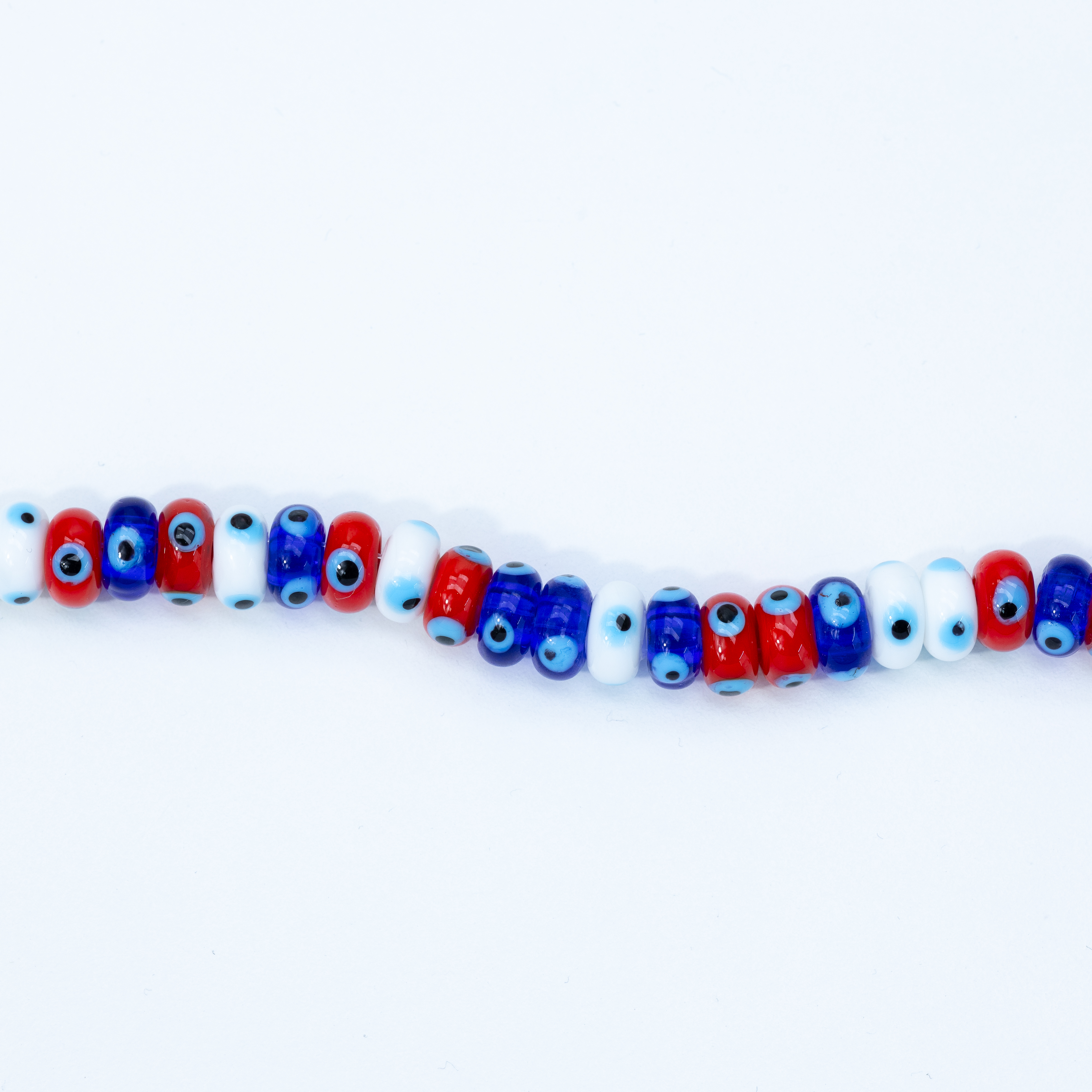 20187 Tricolor Glass Evil Eye Bead Strand